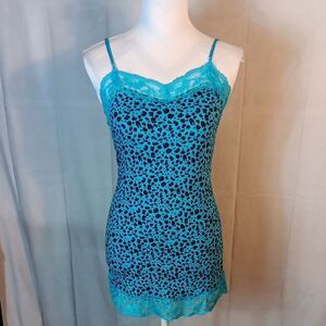 Leopard Print Lace Trim Chemise